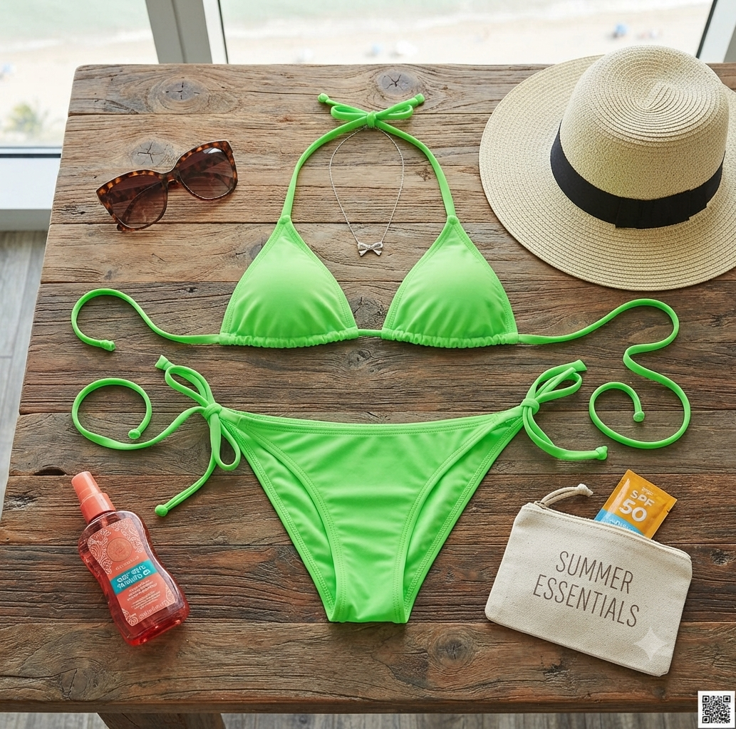 Damen Bikini-Set 2-Teiler Badeanzug Strandmode Unifarben Einheitsgröße