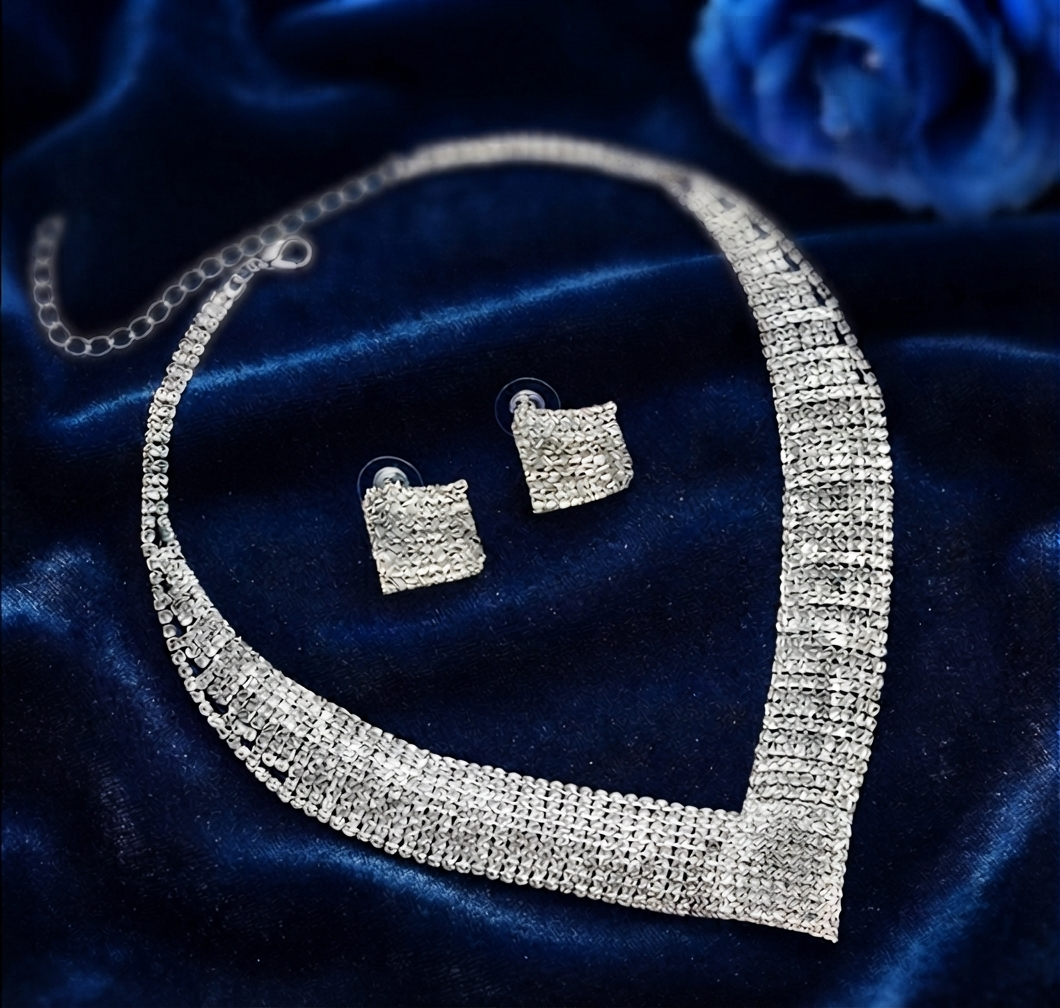 Damen Schmuck-Set Strass European American Stil Kette Ohrringe