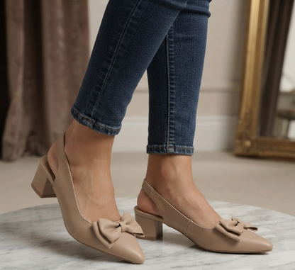 Damen Slingback Sandalen Elegant Pumps mit Schleife Sommerschuhe