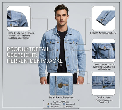 Herren Baumwolle Jeansjacke mit Umlegekragen – Lässige Denim Übergangsjacke für Freizeit und Alltag