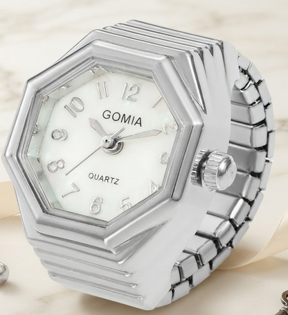Eleganter Hexagon Ring-Uhren Unisex - Modische Fingerring Uhr mit Quarzwerk