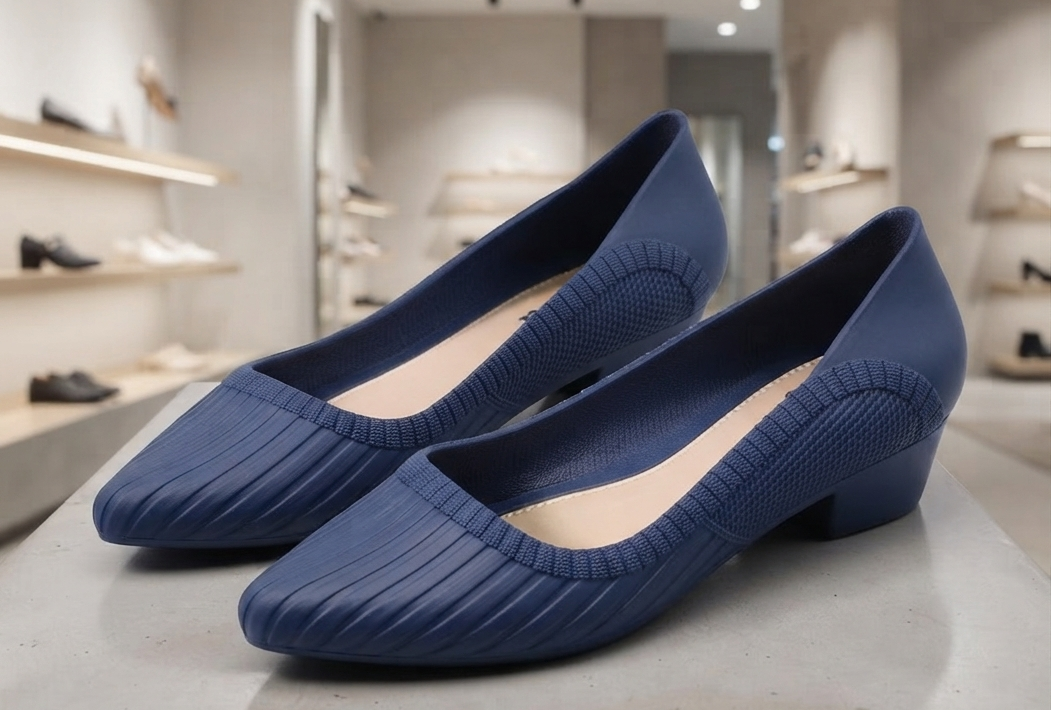 Damen Business Halbschuhe Low-Heel Office Slipper Muschel-Muster Gr. 36-40