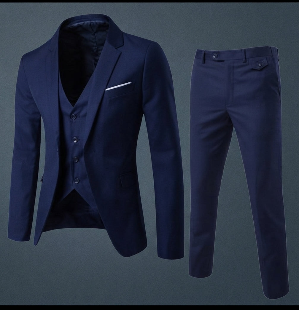 Eleganter Herren 3 Teiliger Anzug Slim Fit Sakko Weste und Hose Modischer Anzug für Business und Hochzeit Stilvolle Herrenbekleidung in den Größen S bis 6XL