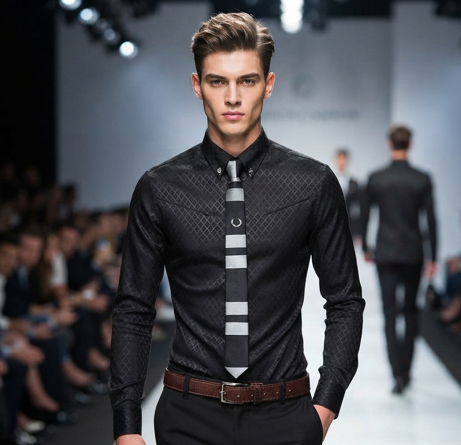 Herren Langarmhemd Slim Fit Designer Streifen Karo Business Casual Shirt Hemd