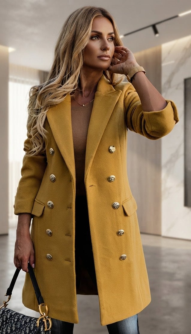 Eleganter Damen Trenchcoat mit Reverskragen & Knopfleiste – Mittellanger Vintage Mantel