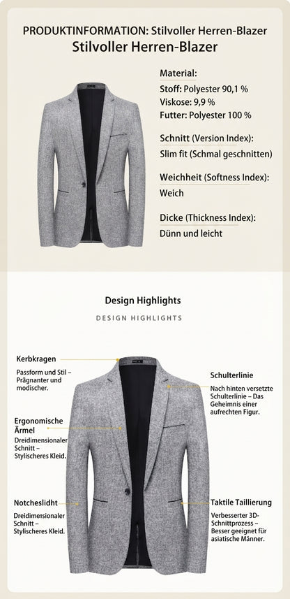 Eleganter Herren Slim Fit Anzugblazer Modisches Ein Knopf Sakko im modernen Stil Stilvoller Blazer für Business und Freizeit Bequeme Herrenbekleidung in den Größen M bis 4XL