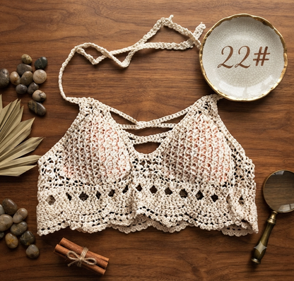 Damen Häkel-Bralette – Elegantes Baumwoll-Top mit Spitzen-Details
