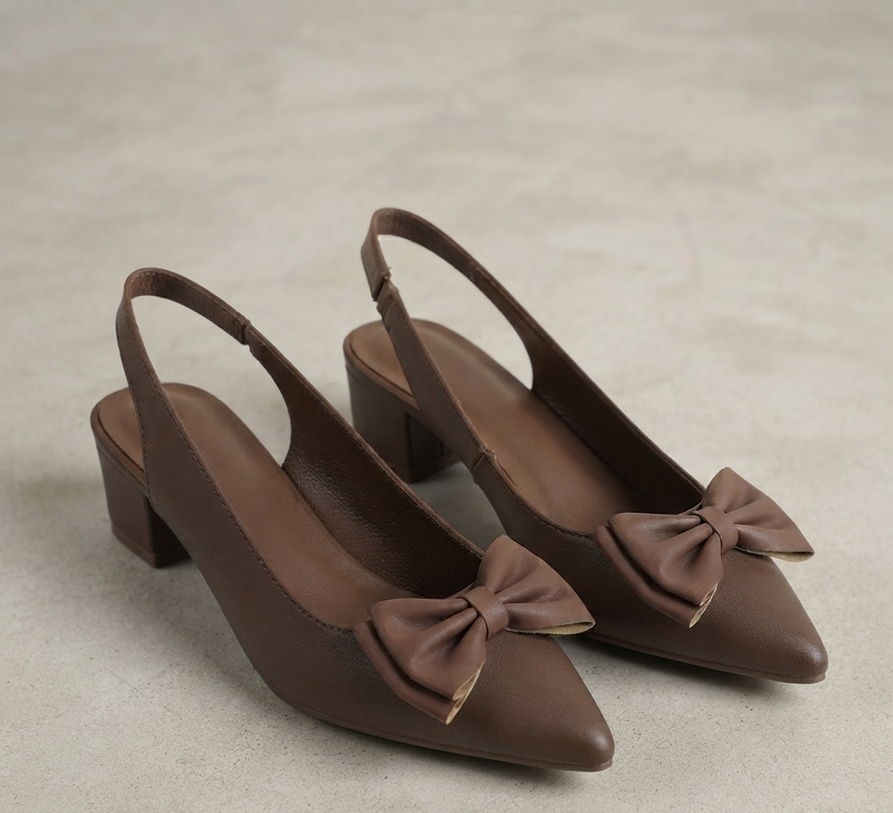 Damen Slingback Sandalen Elegant Pumps mit Schleife Sommerschuhe