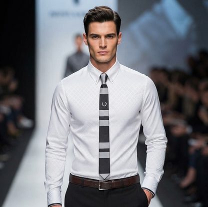 Herren Langarmhemd Slim Fit Designer Streifen Karo Business Casual Shirt Hemd