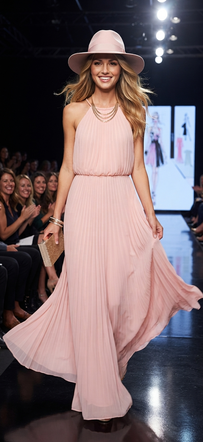 Damen Maxikleid aus Chiffon - Elegantes Sommerkleid, ärmellos - Stilvolles Abendkleid