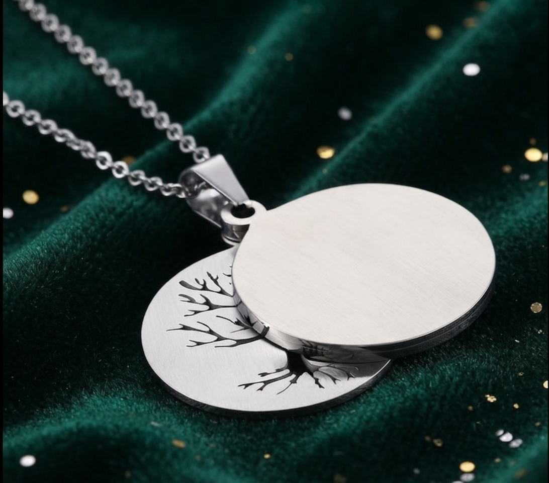 Damen Schmuck-Set Titanstahl Baum des Lebens Kette Ohrringe
