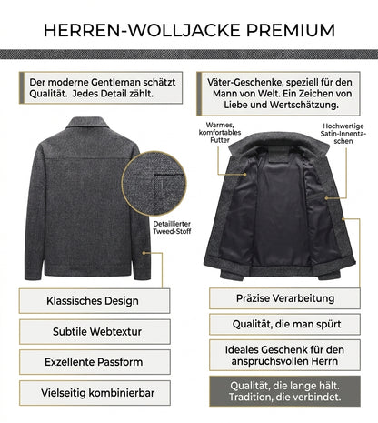 Herren Mode Langarm Wollmantel Übergangsjacke – Klassischer Kurzmantel für Alltag, Büro und Freizeit