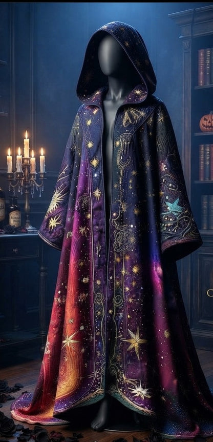 Damen Gothic Hexenkleid Maxikleid im Retro Stil Extravagantes Kostüm in verschiedenen Varianten mit Rüschenärmeln und 3D Muster Größen S bis 5XL