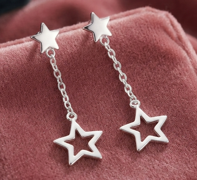 Damen Sternen Schmuck Set Halskette Armband Ohrringe Silber Plated