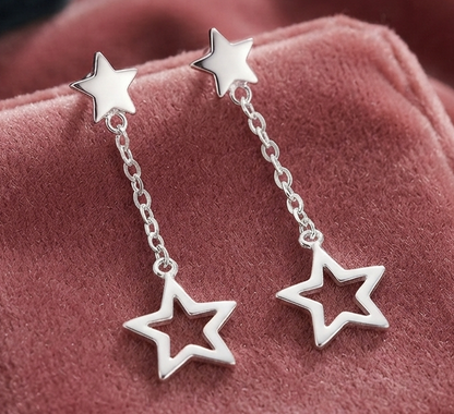 Damen Sternen Schmuck Set Halskette Armband Ohrringe Silber Plated