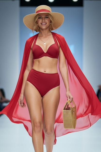Sexy High Waist Bikini Set Swimwear Women Swimsuit Push Up Bikini Halter Top Swimwear Beachwear Biquini