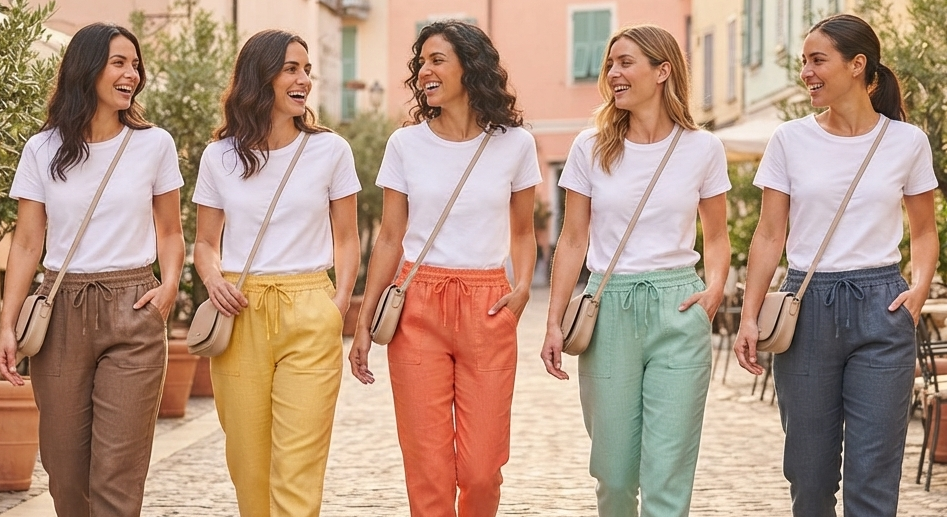 Damen Baumwoll-Leinen 3/4-Hose – Luftige Sommer-Capri