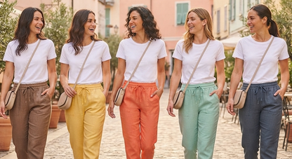 Damen Baumwoll-Leinen 3/4-Hose – Luftige Sommer-Capri