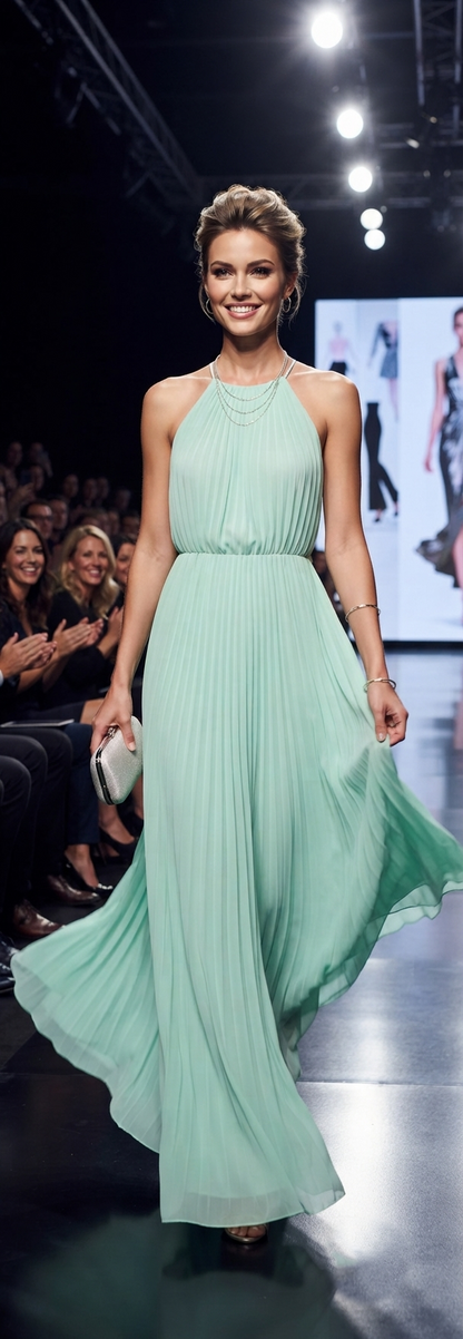 Damen Maxikleid aus Chiffon - Elegantes Sommerkleid, ärmellos - Stilvolles Abendkleid