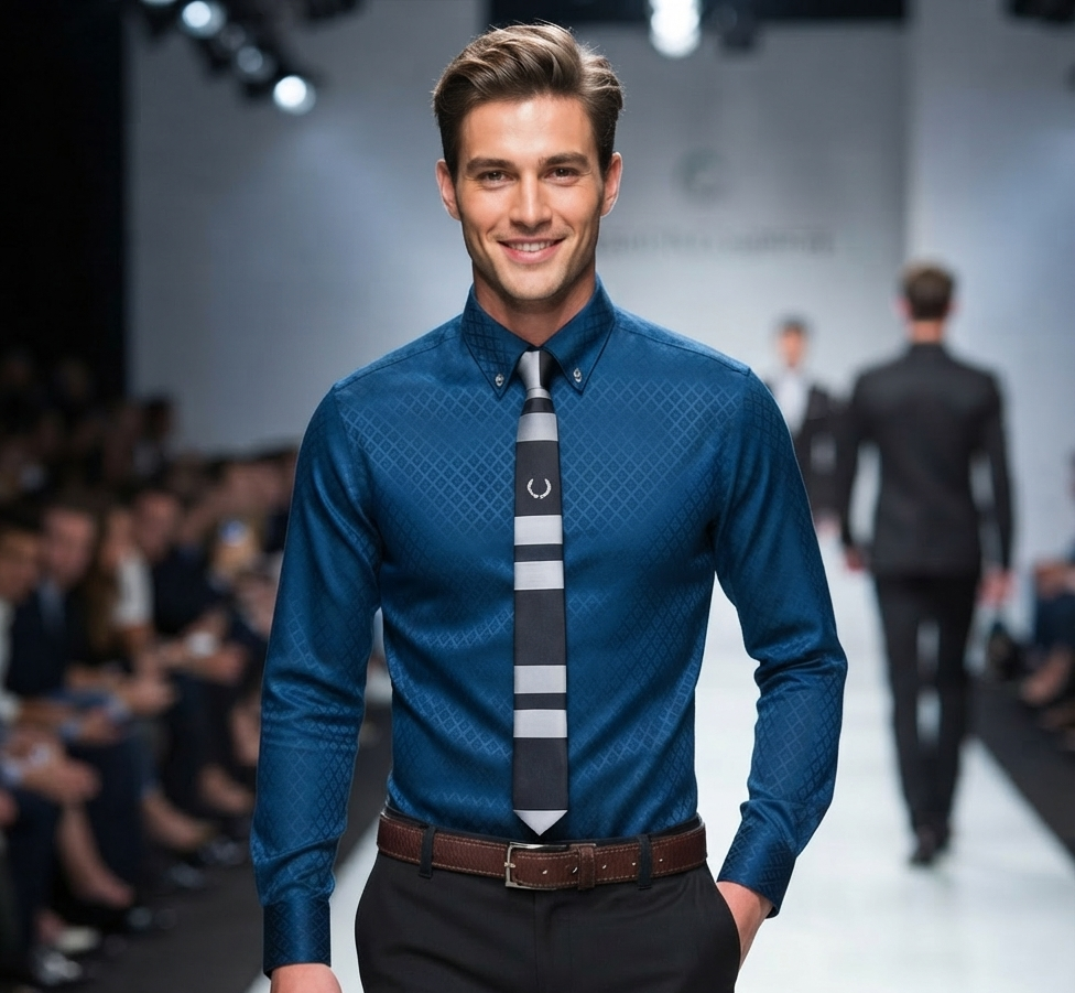 Herren Langarmhemd Slim Fit Designer Streifen Karo Business Casual Shirt Hemd