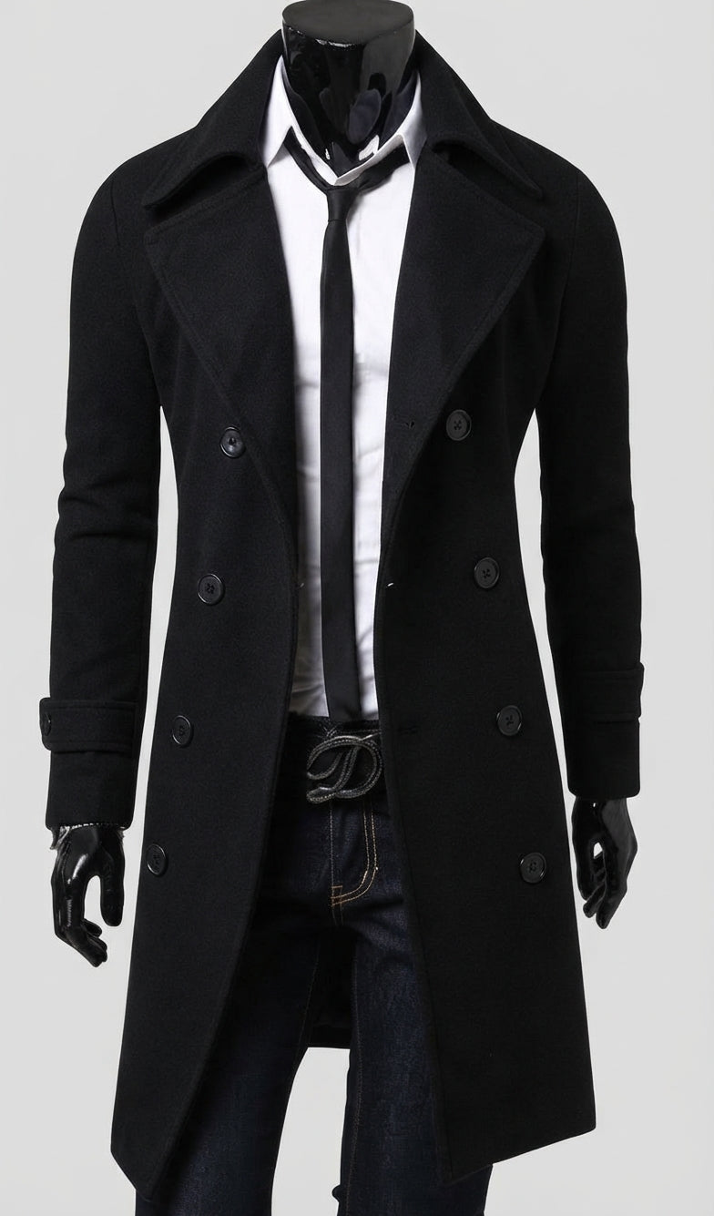 Eleganter Herren Trenchcoat Klassischer Zweireiher Mantel mit Reverskragen Stilvoller Übergangsmantel für Business und Freizeit Modische Herrenbekleidung in den Größen M bis XXXL