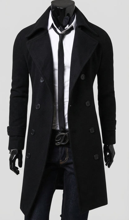 Eleganter Herren Trenchcoat Klassischer Zweireiher Mantel mit Reverskragen Stilvoller Übergangsmantel für Business und Freizeit Modische Herrenbekleidung in den Größen M bis XXXL