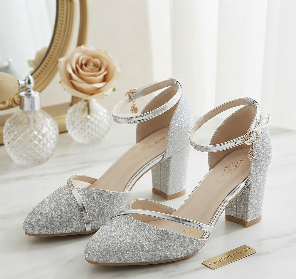 Damen Elegante Pumps Blockabsatz High Heels Party Schuhe mit Schnalle