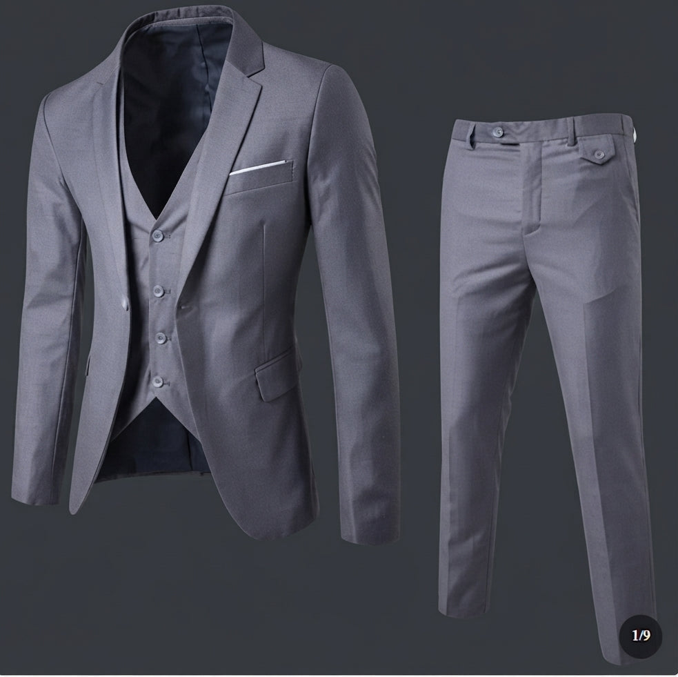 Eleganter Herren 3 Teiliger Anzug Slim Fit Sakko Weste und Hose Modischer Anzug für Business und Hochzeit Stilvolle Herrenbekleidung in den Größen S bis 6XL