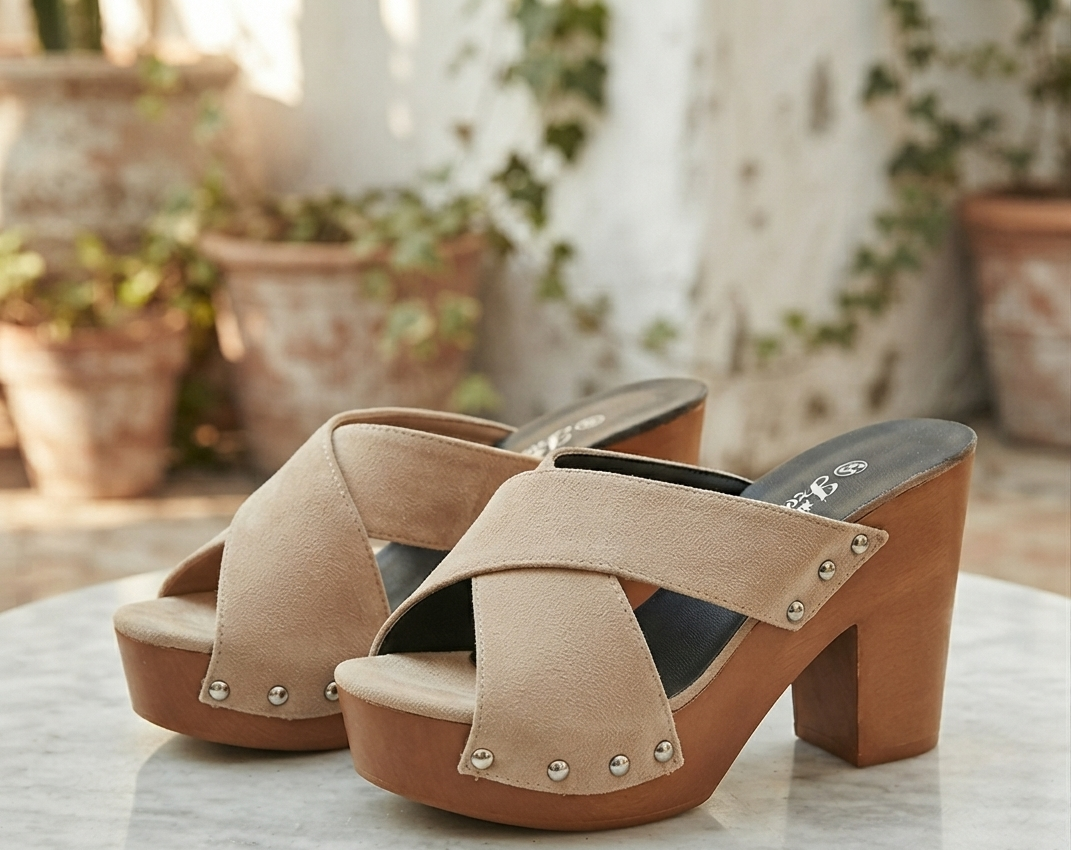 Damen Peep-Toe Pantoletten Sommersandalen mit Blockabsatz