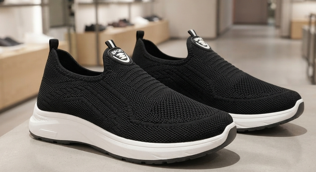 Damen Atmungsaktive Flyknit Slip-On Sneaker Halbschuhe Freizeitschuhe Gr. 36-45