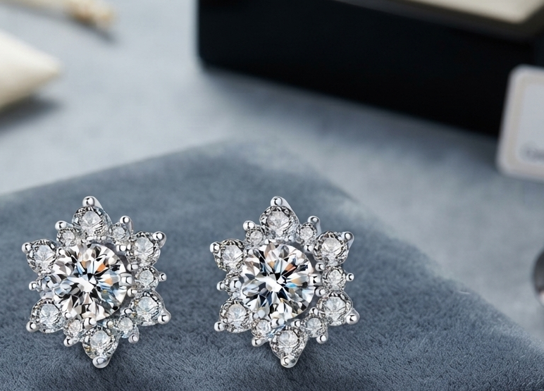Damen Sunflower Halskette Ring Ohrringe Set Blumen Strass Zirkonia Schmuck