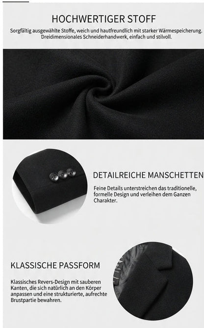 Herren Mittellanger Wollmantel – Eleganter Business Mantel aus Wollmix mit Slim Fit, verdickter Kälteschutz, Größen M bis XXXXL
