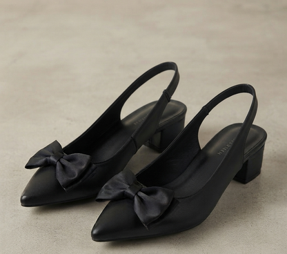 Damen Slingback Sandalen Elegant Pumps mit Schleife Sommerschuhe