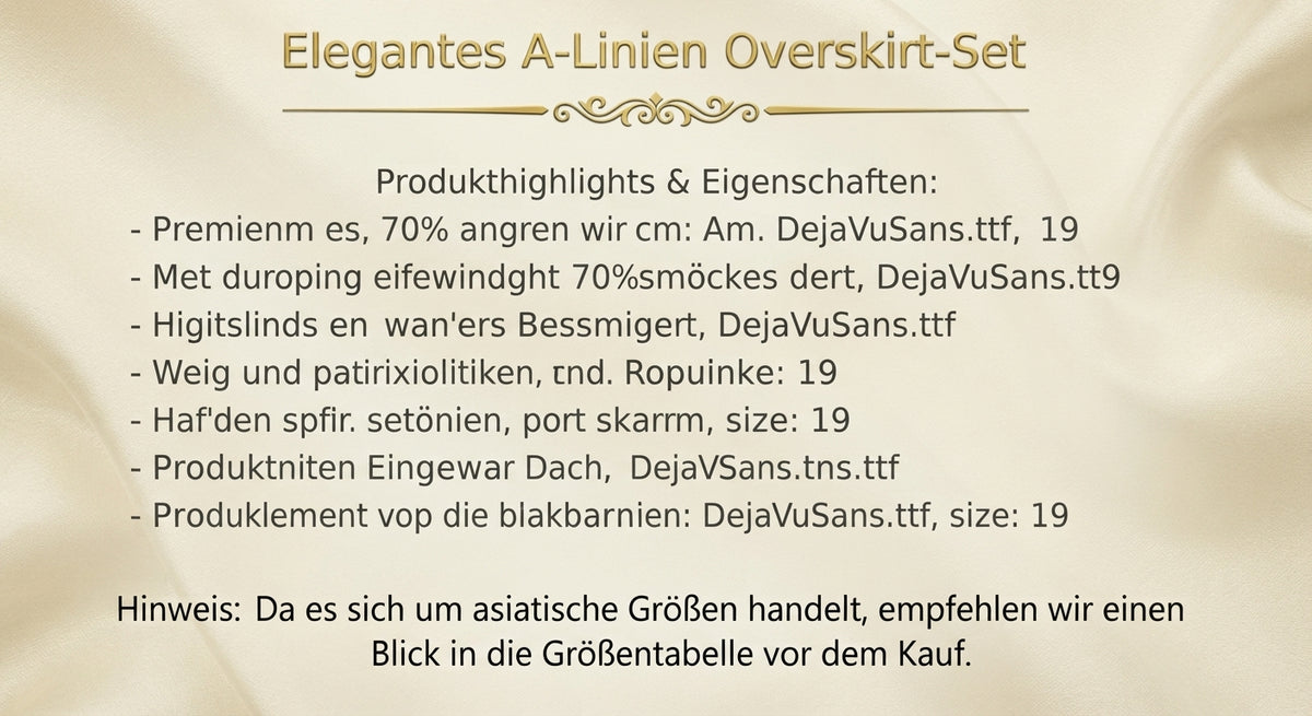 Elegantes A-Linien Overskirt-Set