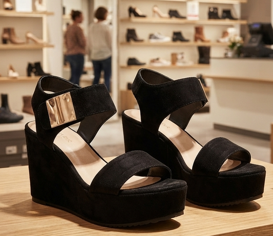 Damen Plateau Sandalen Keilabsatz Wedges Peep Toe Klettverschluss Sommerschuhe Schwarz/Weiß Gr. 35–41