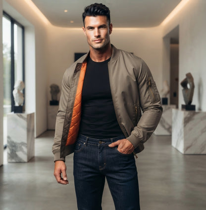 Gefütterte Herren Winter Bomberjacke Winddichte Fliegerjacke Modische Herrenbekleidung mit Rippbündchen Warme Freizeitjacke für die kalte Jahreszeit