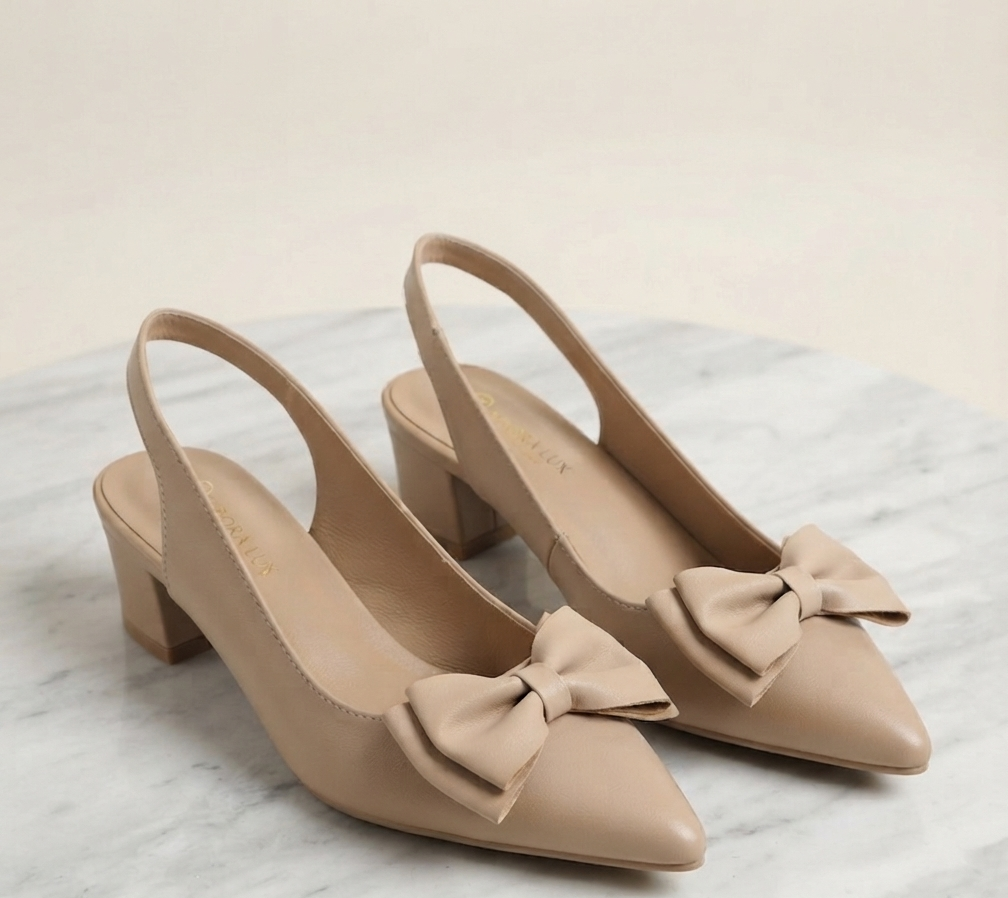 Damen Slingback Sandalen Elegant Pumps mit Schleife Sommerschuhe