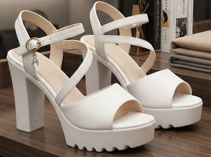 Damen Peep-Toe High Heel Sandalen Sommersandalen Blockabsatz