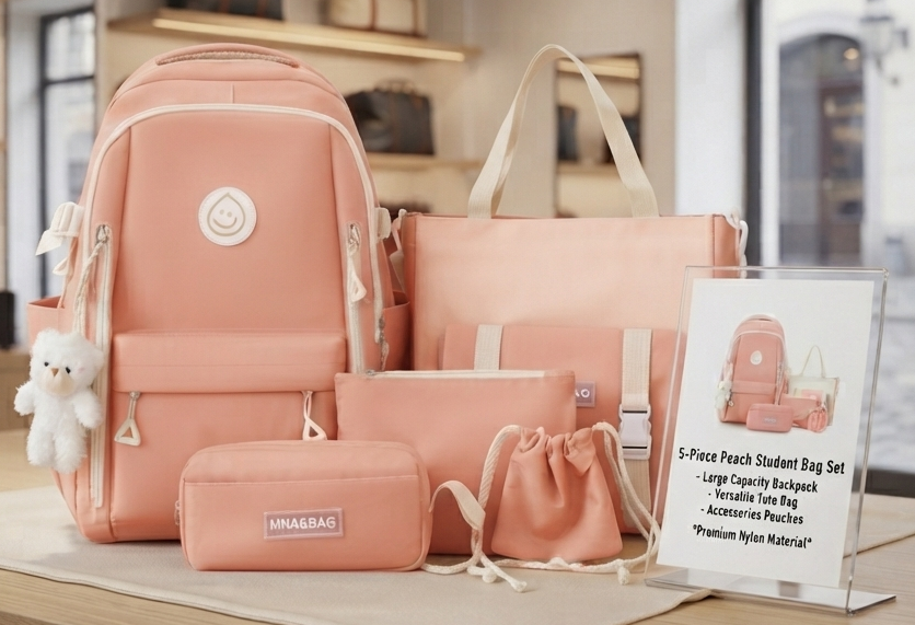 Rucksack Set Große Kapazität Canvas Schultasche Freizeit Rucksack Damen