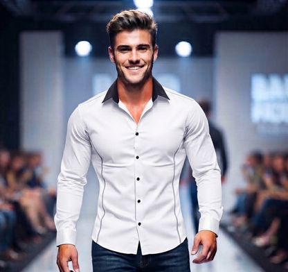 Herren Slim Fit Langarmshirt - Elegantes Freizeithemd in Schwarz, Weiß & Grau (M-XXXL)