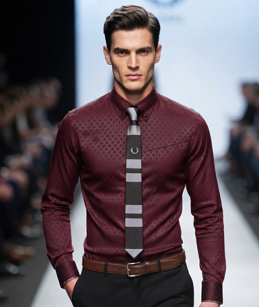 Herren Langarmhemd Slim Fit Designer Streifen Karo Business Casual Shirt Hemd