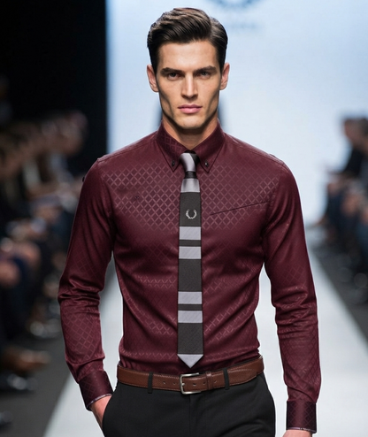 Herren Langarmhemd Slim Fit Designer Streifen Karo Business Casual Shirt Hemd
