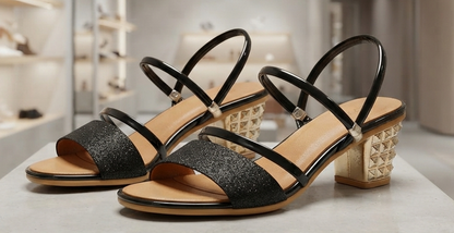 Damen Sommersandalen Blockabsatz Chunky Heel Fischmaul Gr. 35-40
