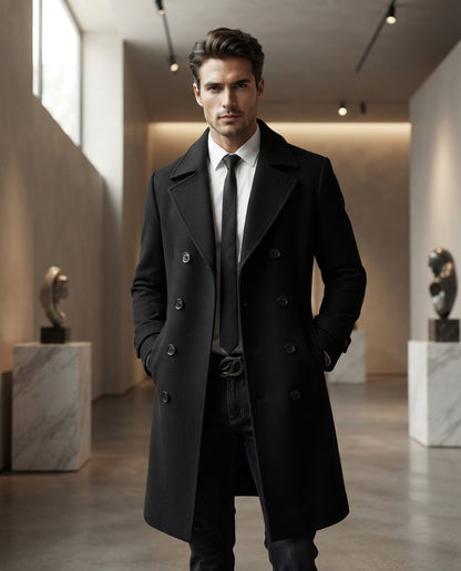 Eleganter Herren Trenchcoat Klassischer Zweireiher Mantel mit Reverskragen Stilvoller Übergangsmantel für Business und Freizeit Modische Herrenbekleidung in den Größen M bis XXXL