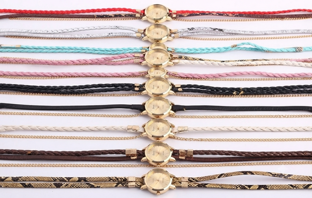 Ladies Wrap Watch Fashion Leopard Weave Bracelet Watch