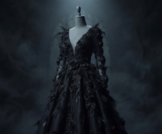 Damen Gothic Hexenkleid Maxikleid im Retro Stil Extravagantes Kostüm in verschiedenen Varianten mit Rüschenärmeln und 3D Muster Größen S bis 5XL