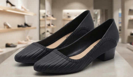 Damen Business Halbschuhe Low-Heel Office Slipper Muschel-Muster Gr. 36-40