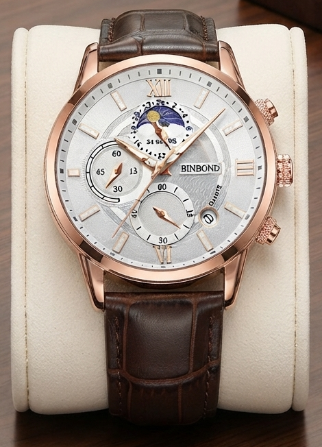 Elegante Herren Quarzuhr Multifunktional Chronograph Business Armbanduhr