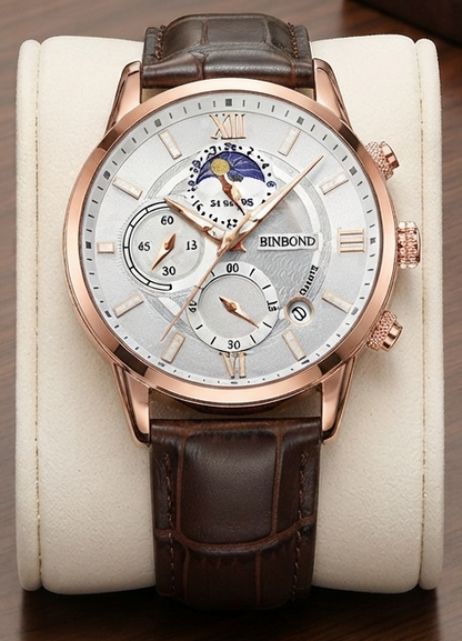 Elegante Herren Quarzuhr Multifunktional Chronograph Business Armbanduhr