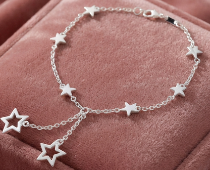 Damen Sternen Schmuck Set Halskette Armband Ohrringe Silber Plated